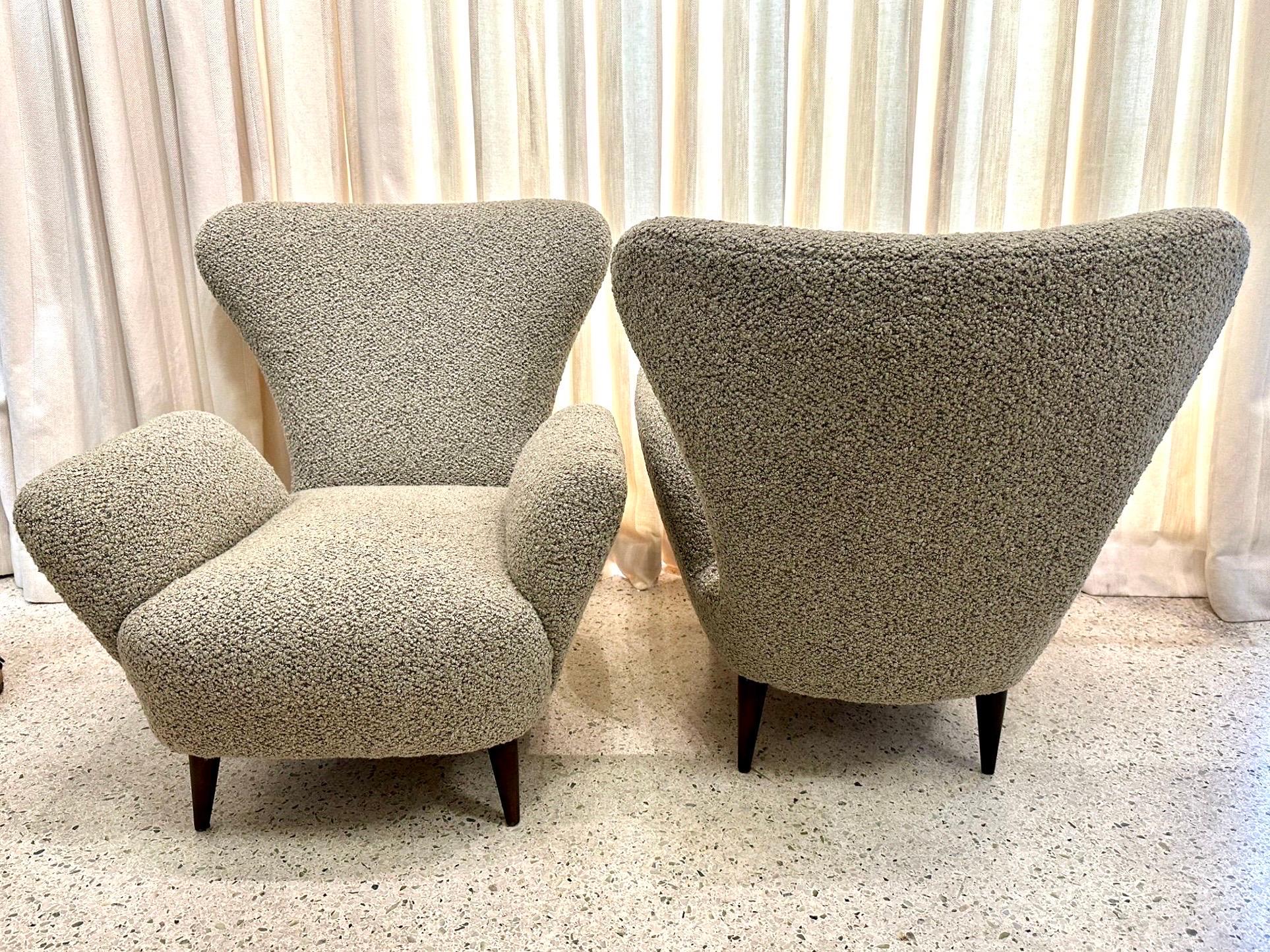 Emilio Sala & Giorgio Madini Pair of Vintage Italian Low Armchairs In Good Condition For Sale In East Hampton, NY