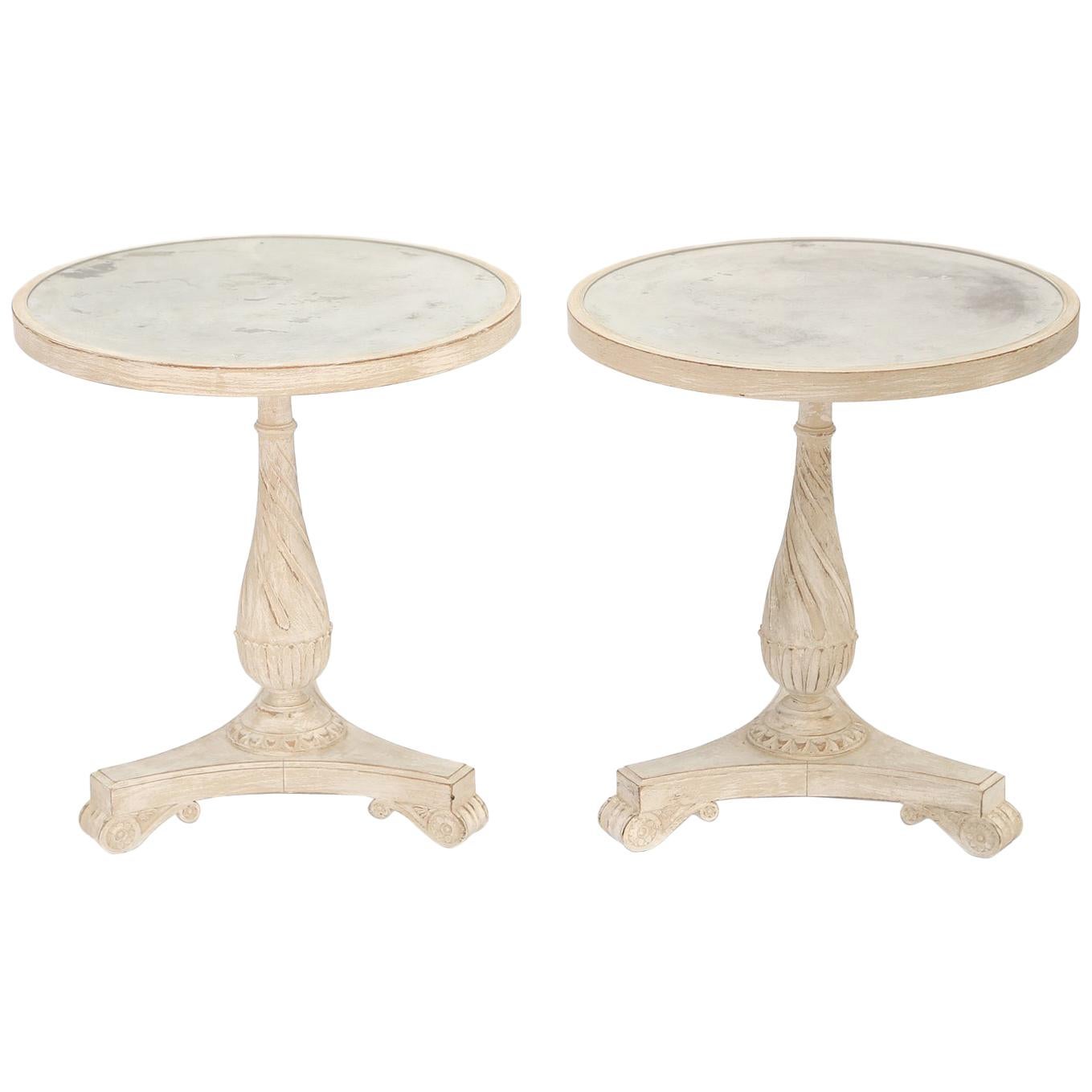Pair of Vintage Italian Accent Tables with Mirrored Tops