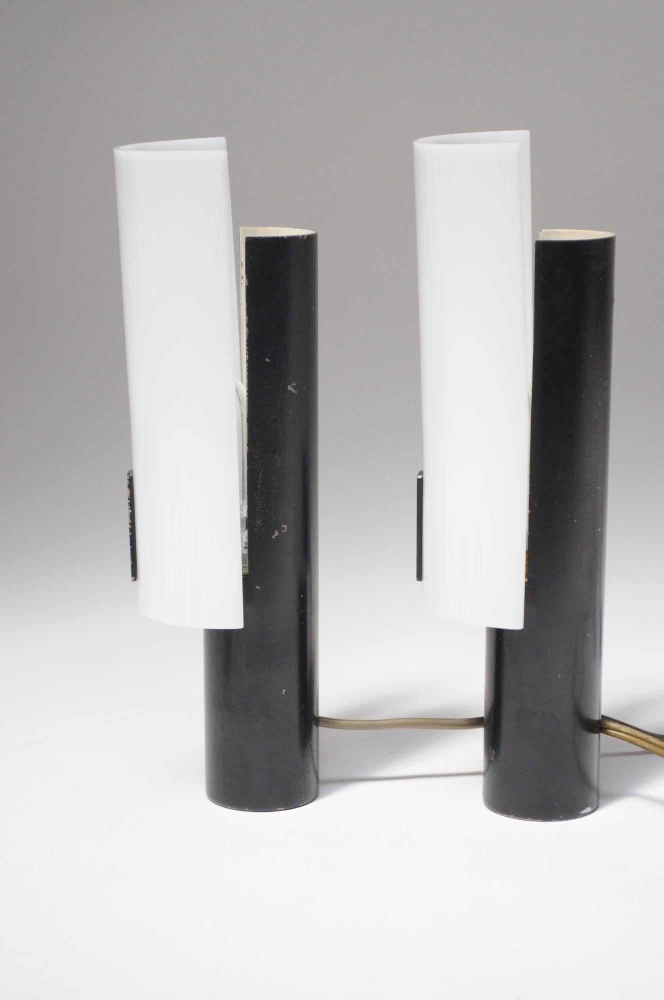 Pair of Vintage Italian Acrylic and Metal Wall Scones/Table Lamps by Stilux For Sale 13