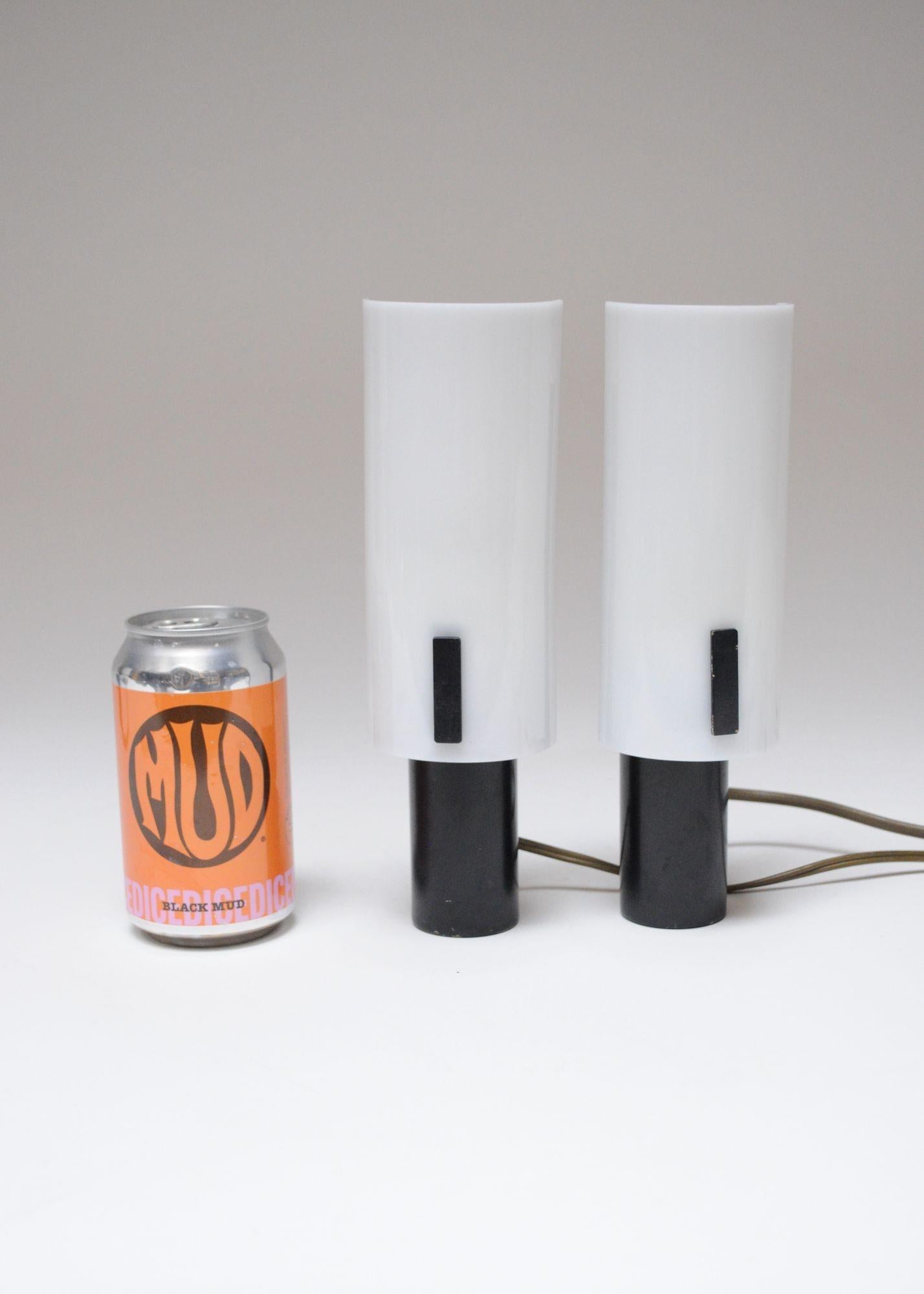 Pair of Vintage Italian Acrylic and Metal Wall Scones/Table Lamps by Stilux For Sale 2
