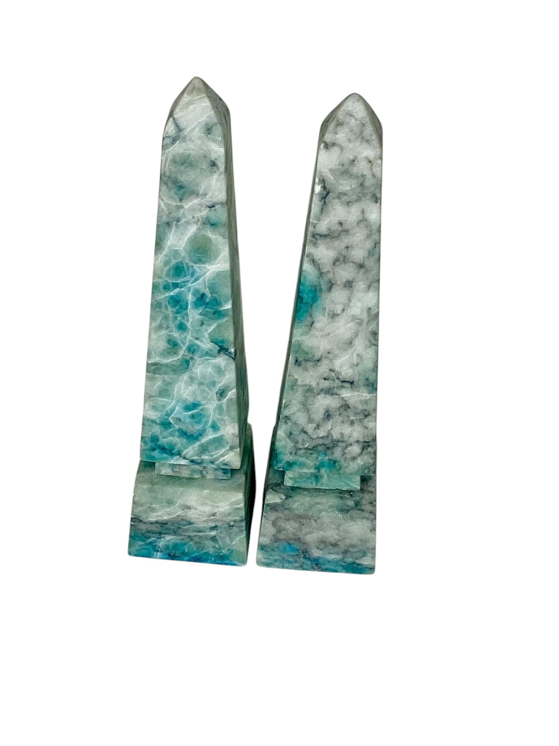 Pair of Vintage Italian Alabaster Obelisks For Sale 1