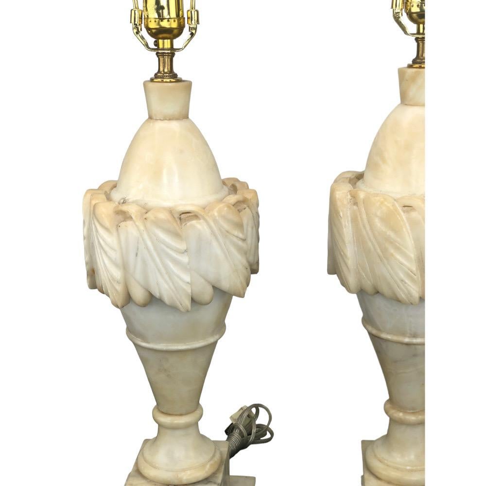 Pair of Vintage Italian Alabaster Urn Lamps 5