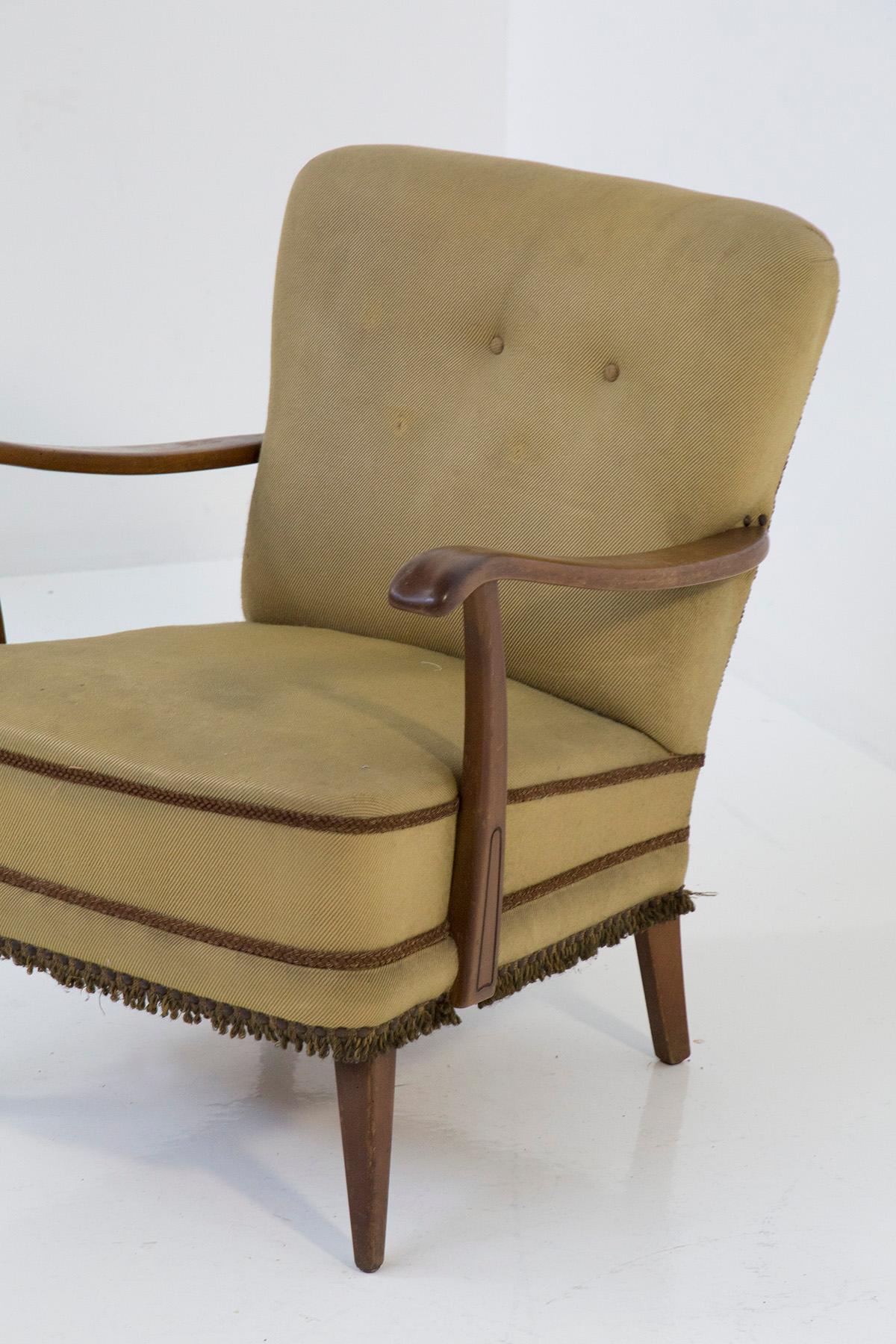 Mid-Century Modern Pair of vintage Italian armchairs attributed to Paolo Buffa