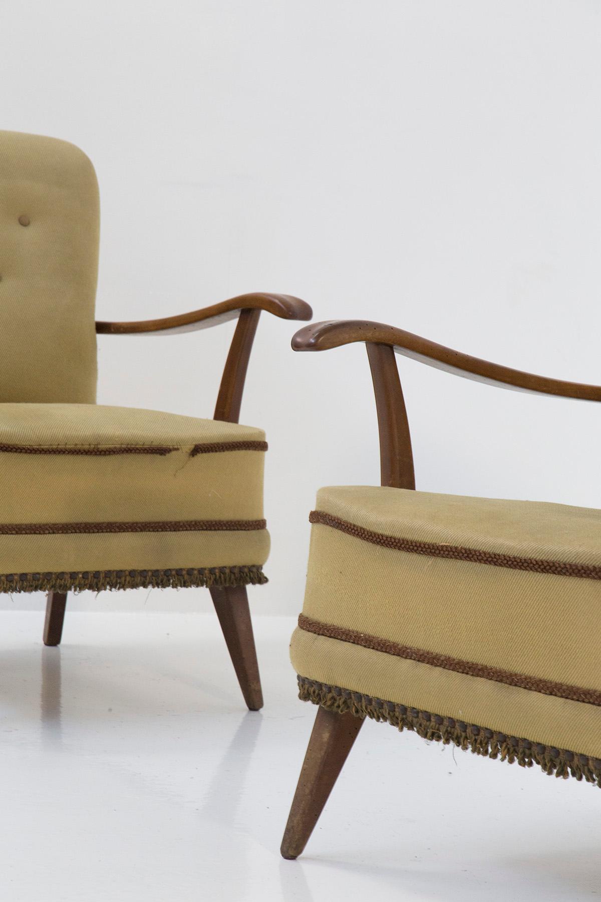 Mid-20th Century Pair of vintage Italian armchairs attributed to Paolo Buffa