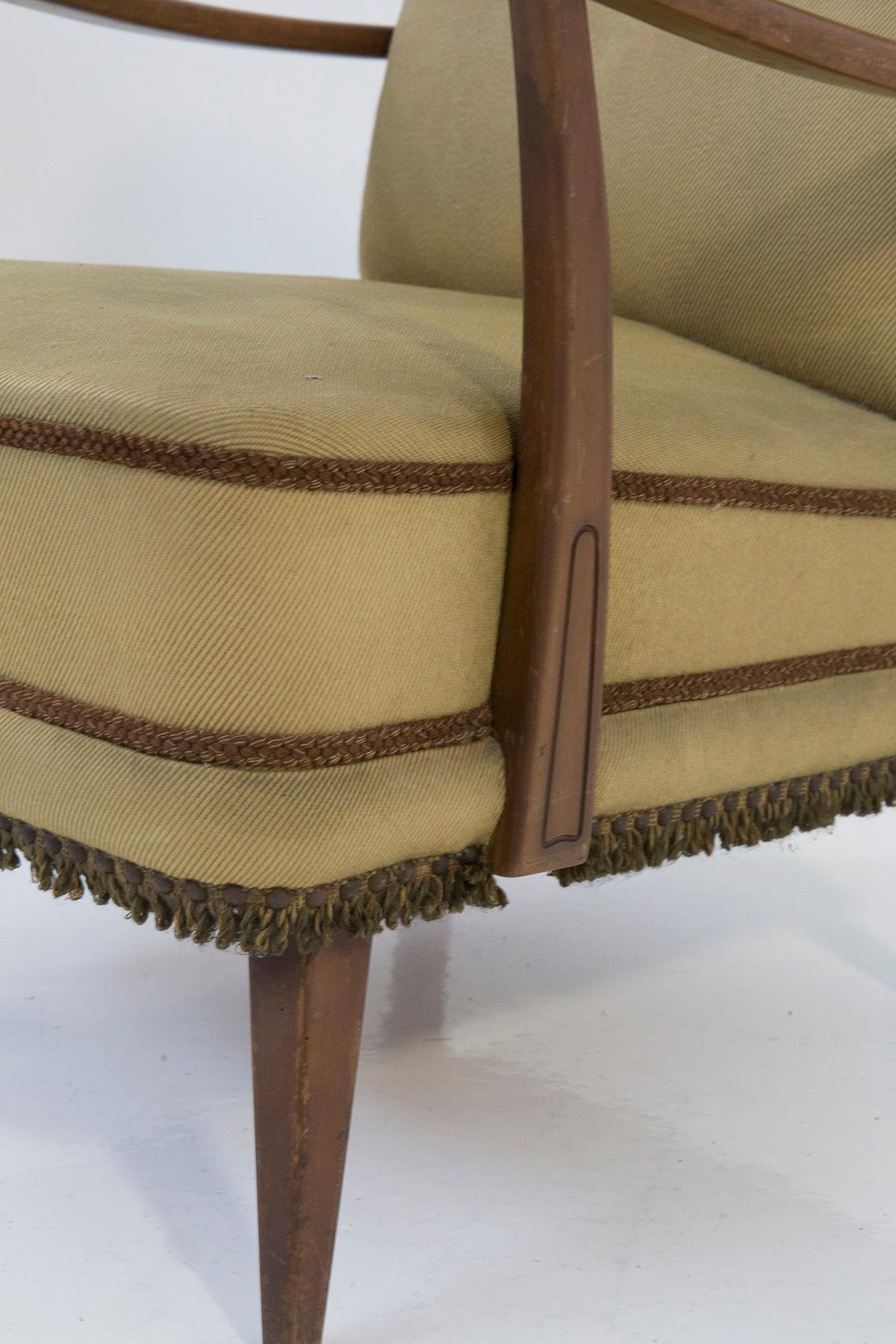 Fabric Pair of vintage Italian armchairs attributed to Paolo Buffa