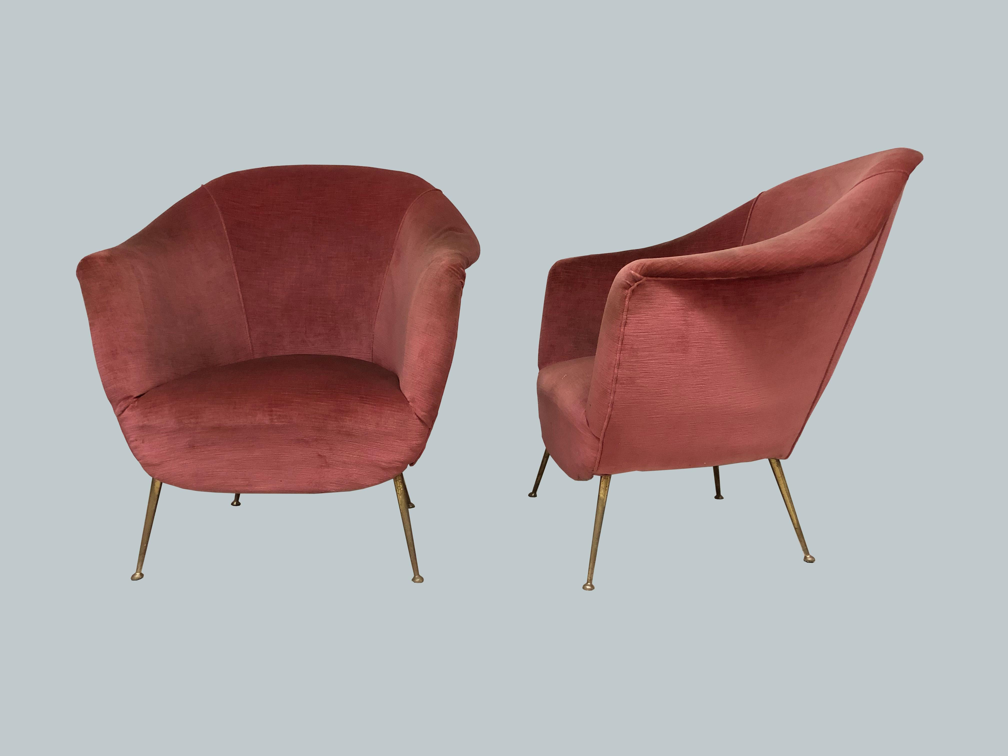 Pair of Vintage Italian Armchairs In Good Condition In bari, IT