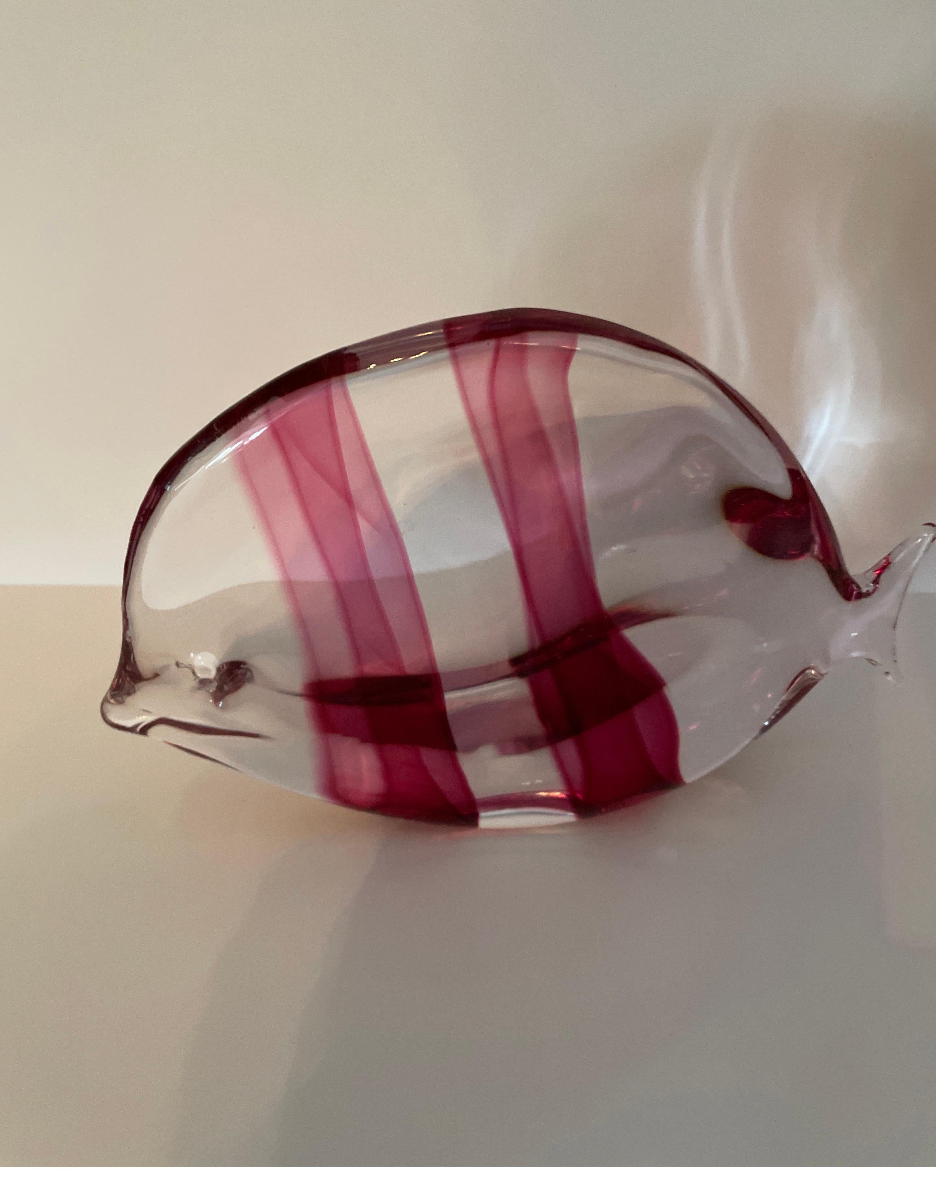 Verre d'art Paire de sculptures italiennes vintage en verre représentant des poissons en vente
