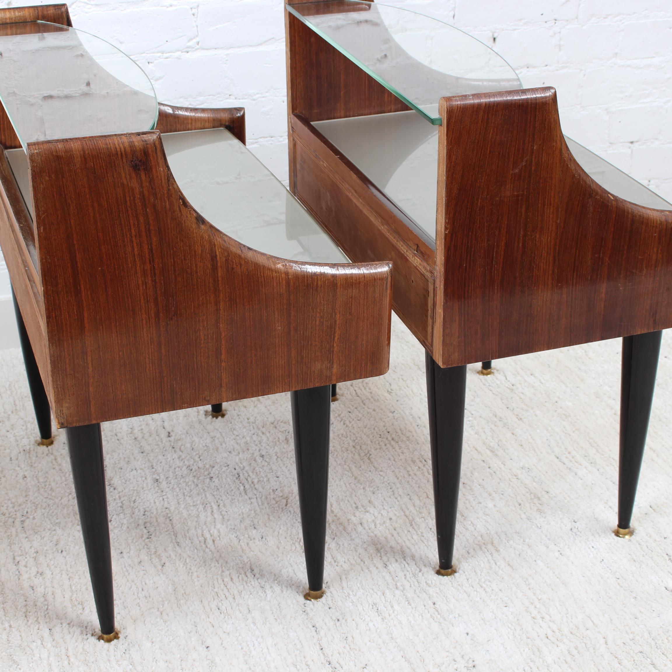 Pair of Vintage Italian Bedside Tables / Night Stands (circa 1950s) 1