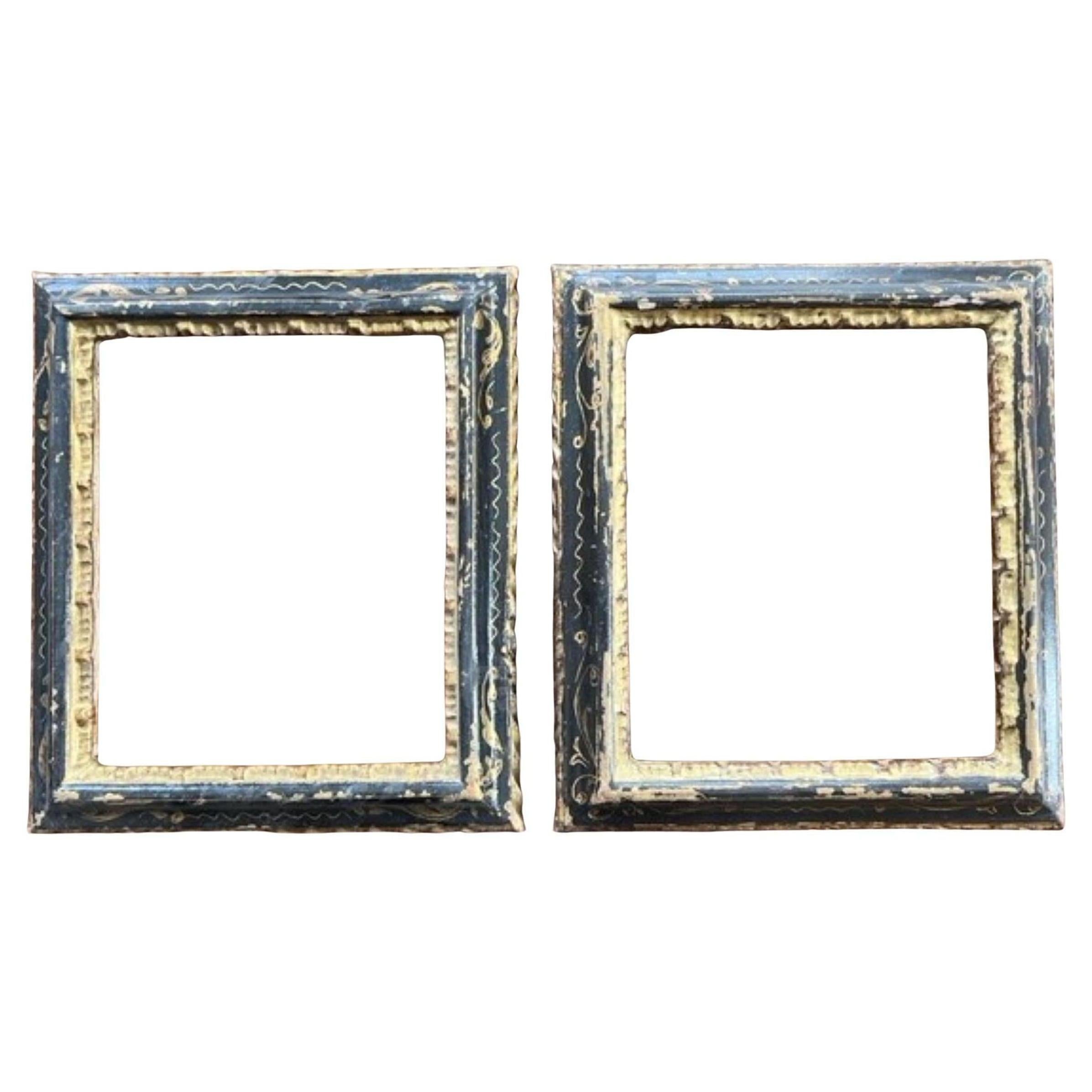Pair of Vintage Italian Black Painted and Gilt Wood Picture Frames For ...