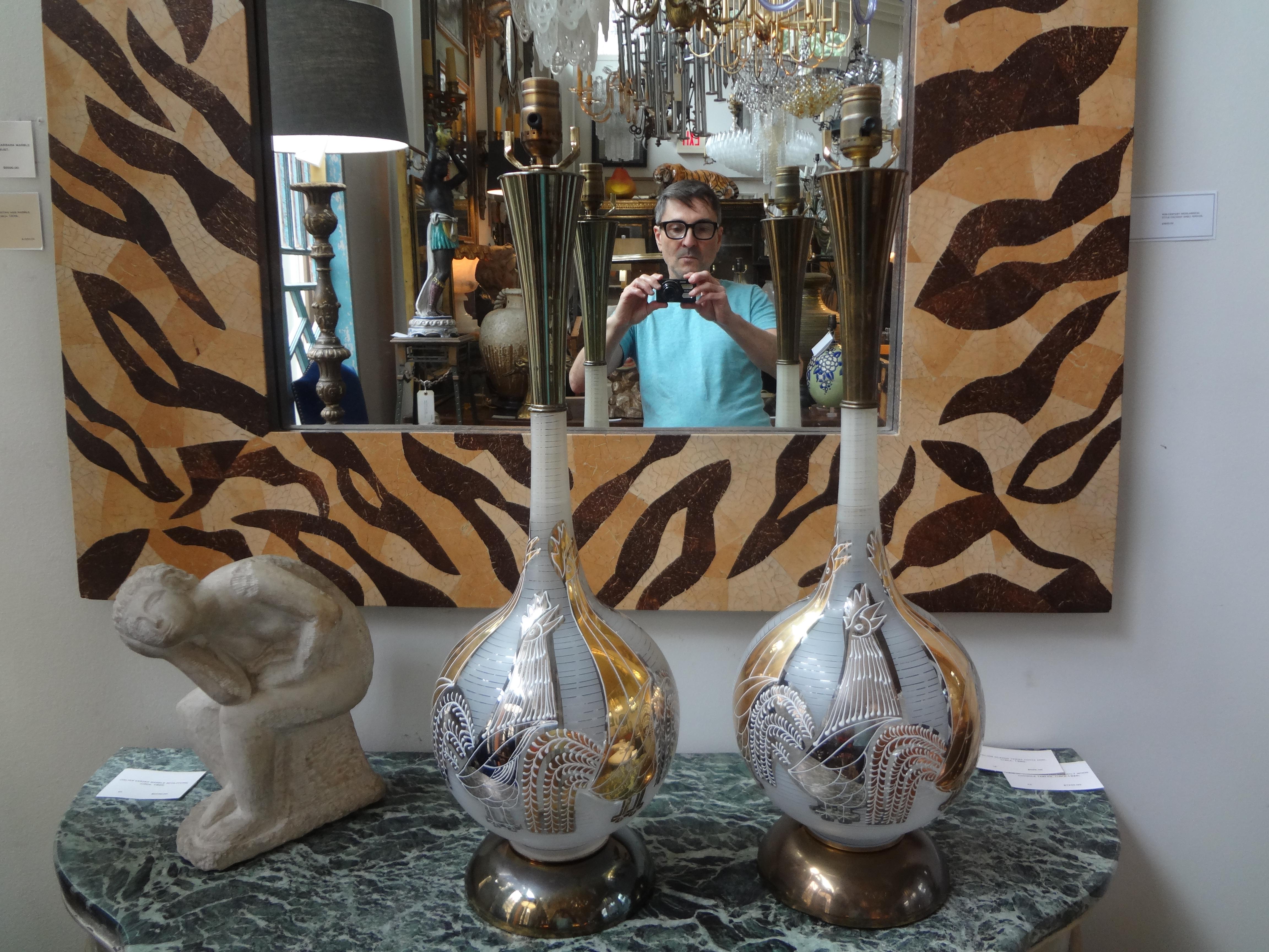 Paar italienische Hahnenlampen aus geblasenem Glas im Vintage-Stil im Angebot 3