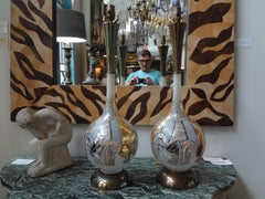 Pair of Vintage Italian Blown Glass Rooster Lamps