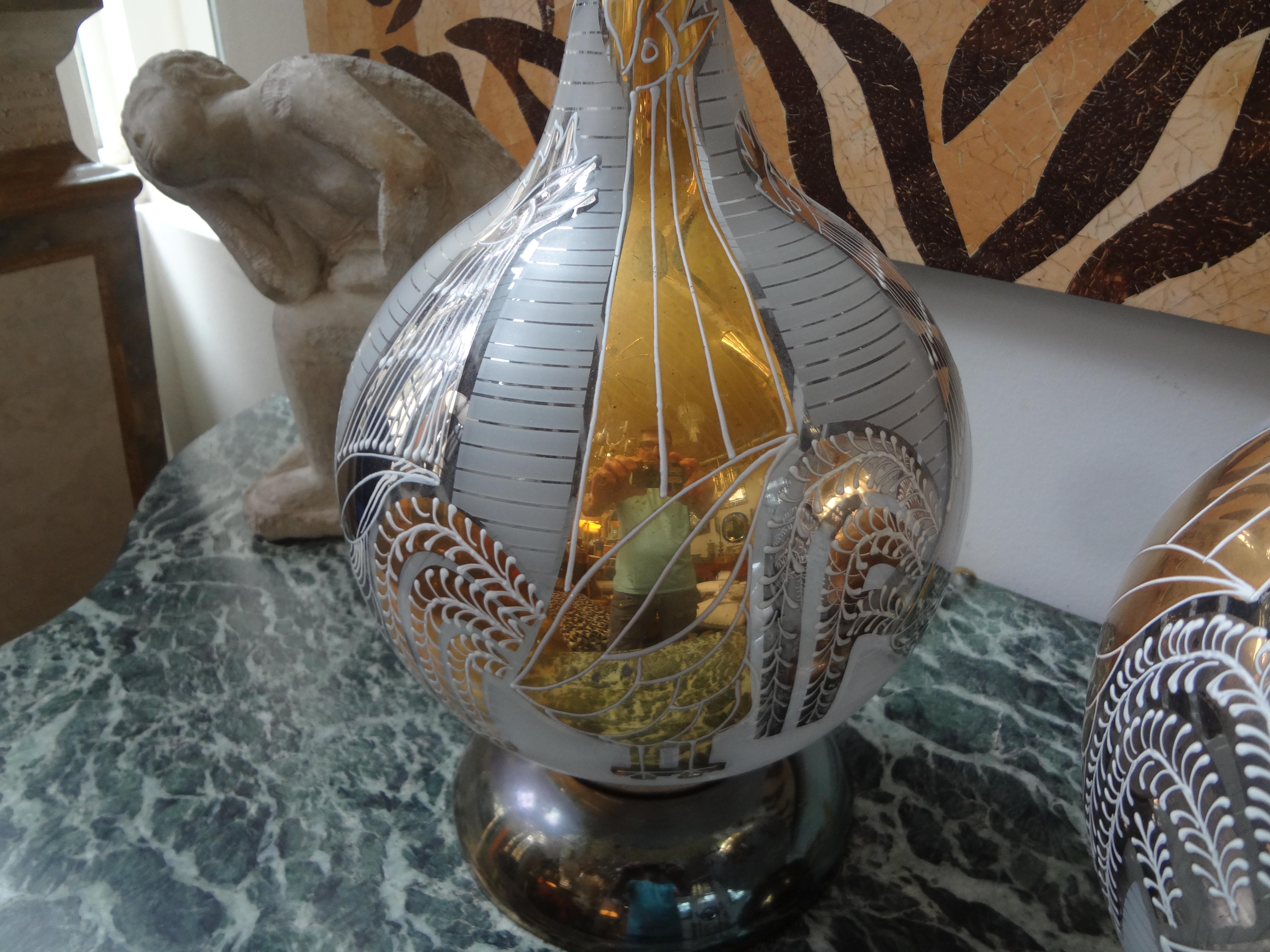 Paire de lampes coqs italiennes vintage en verre soufflé Bon état - En vente à Houston, TX