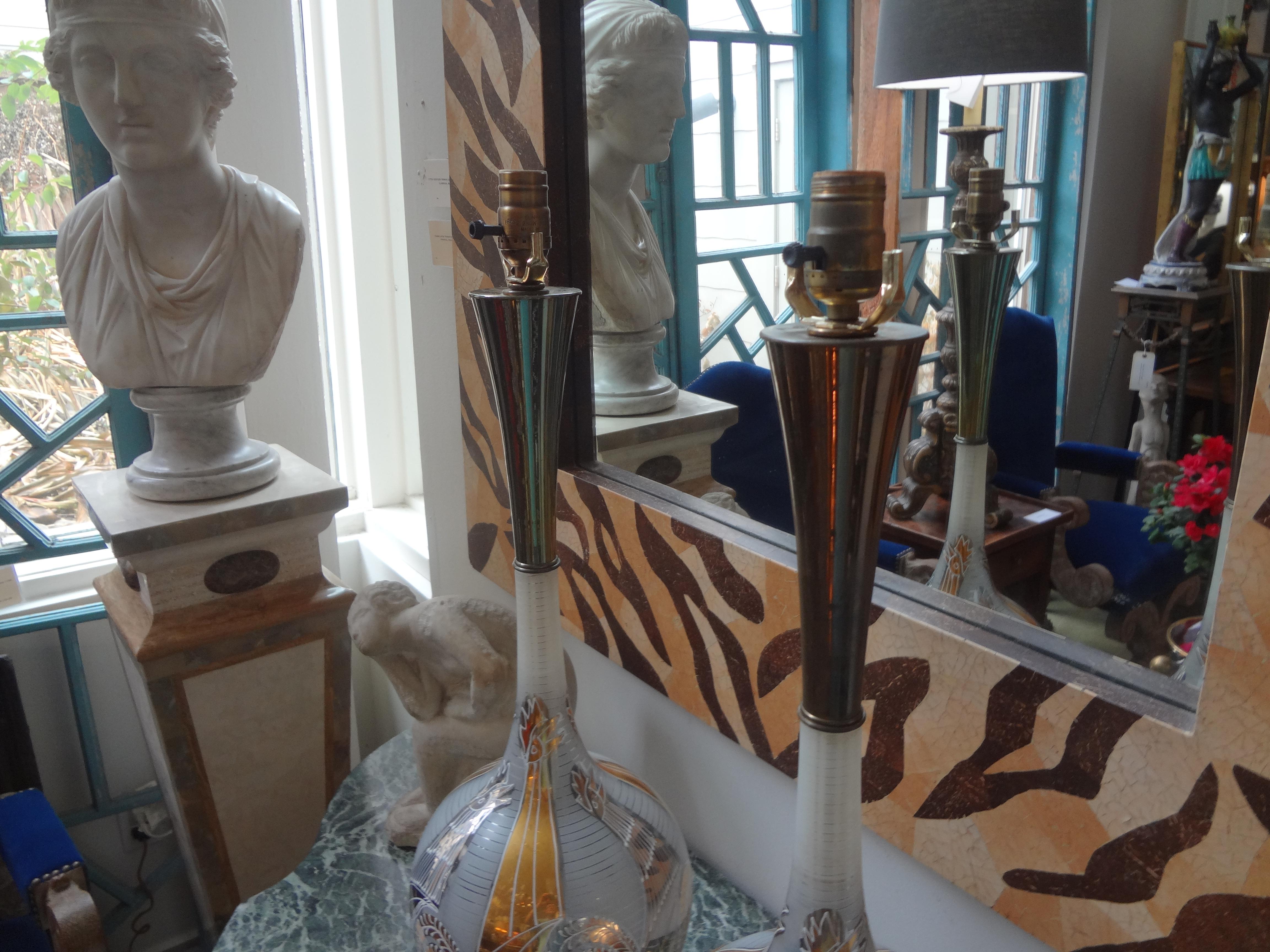 Paar italienische Hahnenlampen aus geblasenem Glas im Vintage-Stil (Mitte des 20. Jahrhunderts) im Angebot