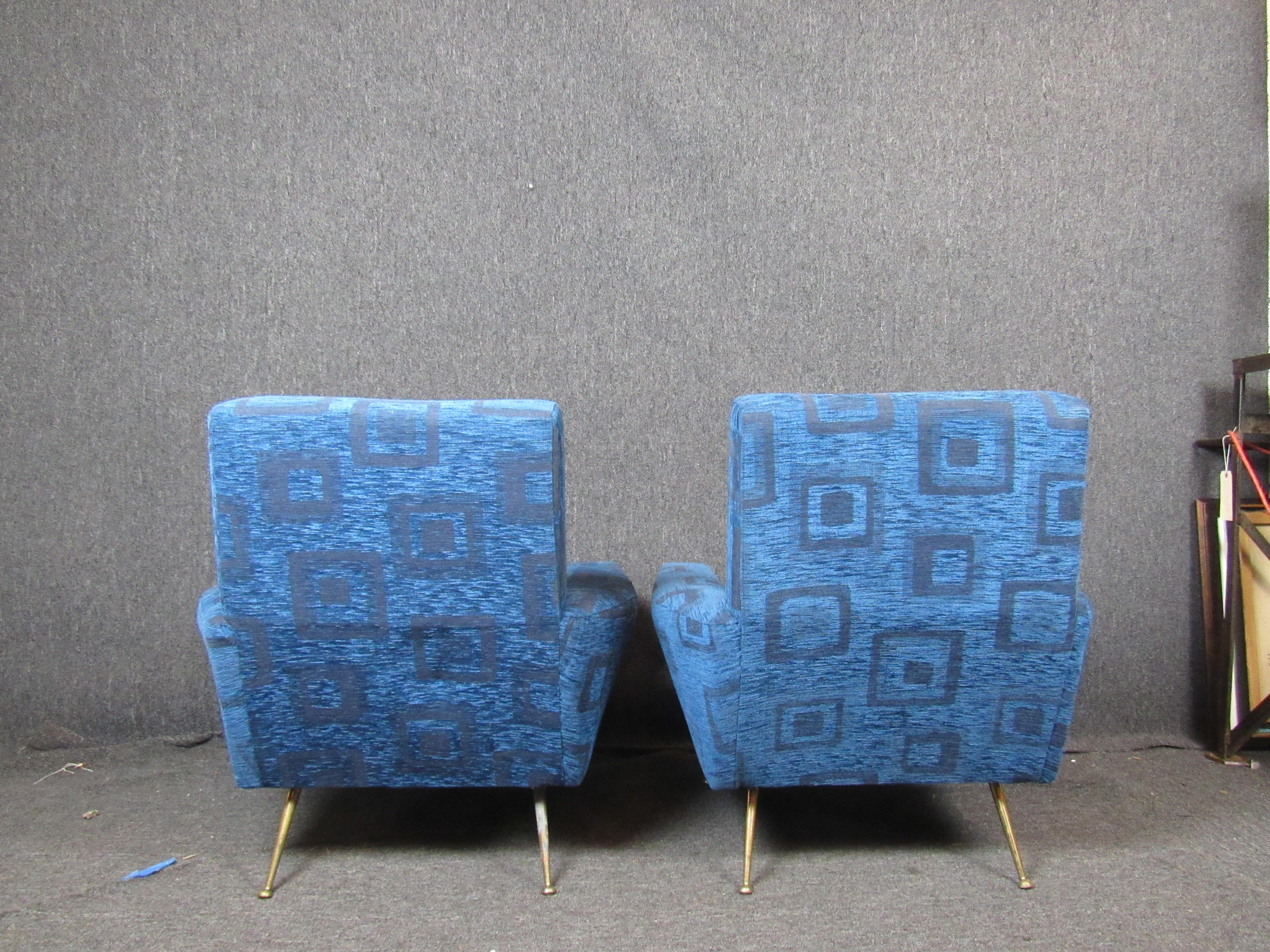 Pair of Vintage Italian Blue Lounge Chairs In Good Condition In Brooklyn, NY
