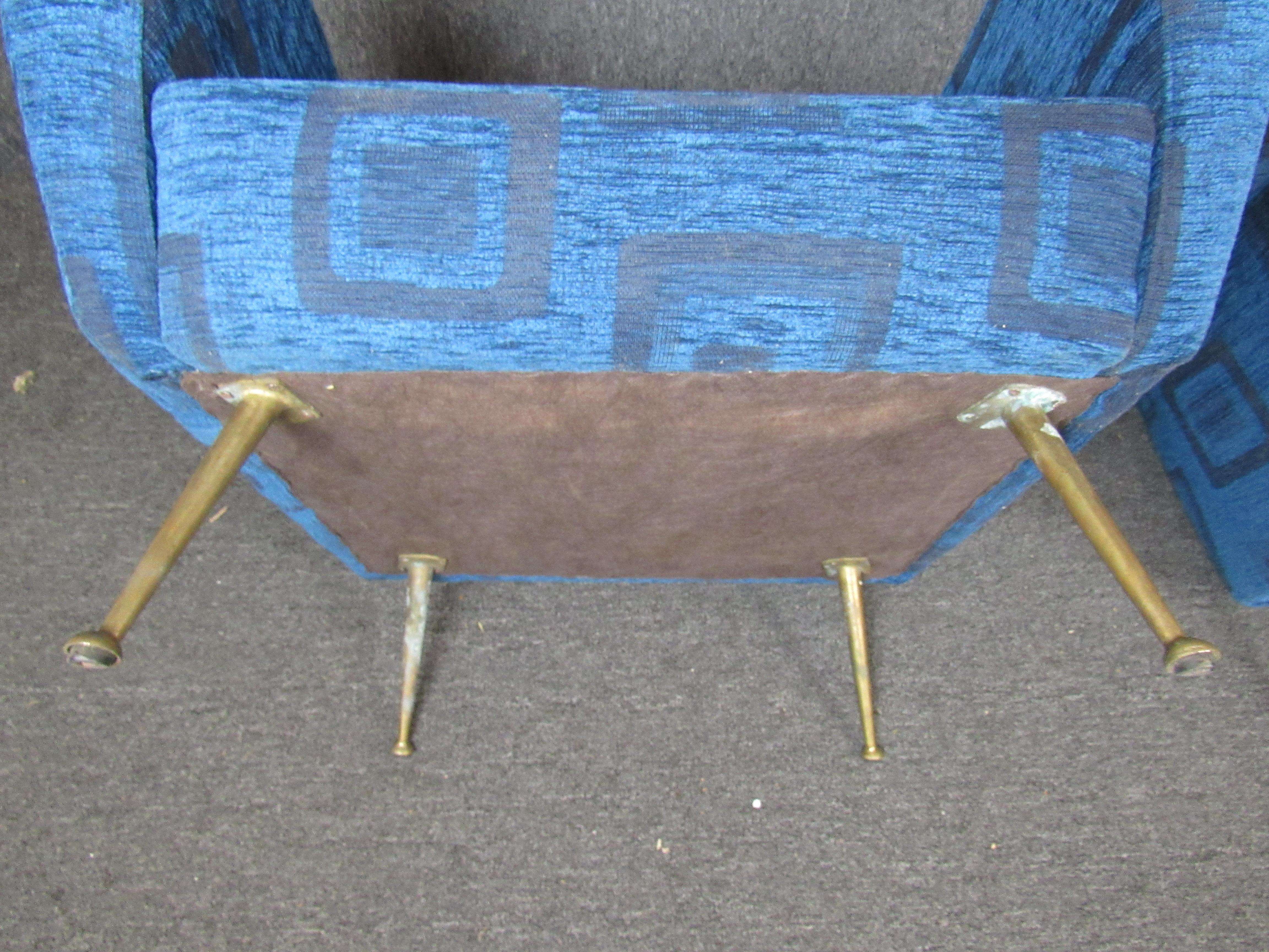 Pair of Vintage Italian Blue Lounge Chairs 1
