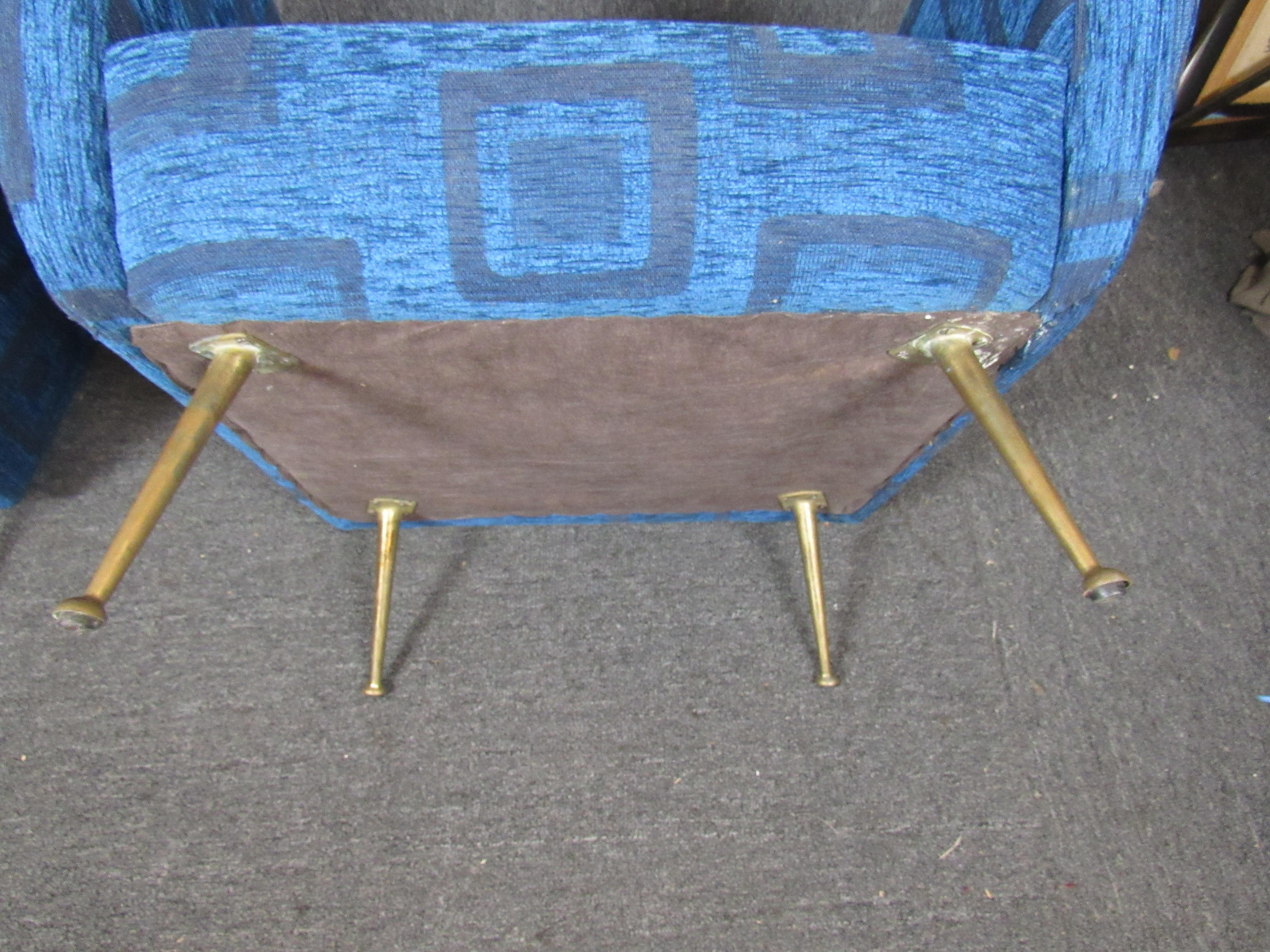 Pair of Vintage Italian Blue Lounge Chairs 2