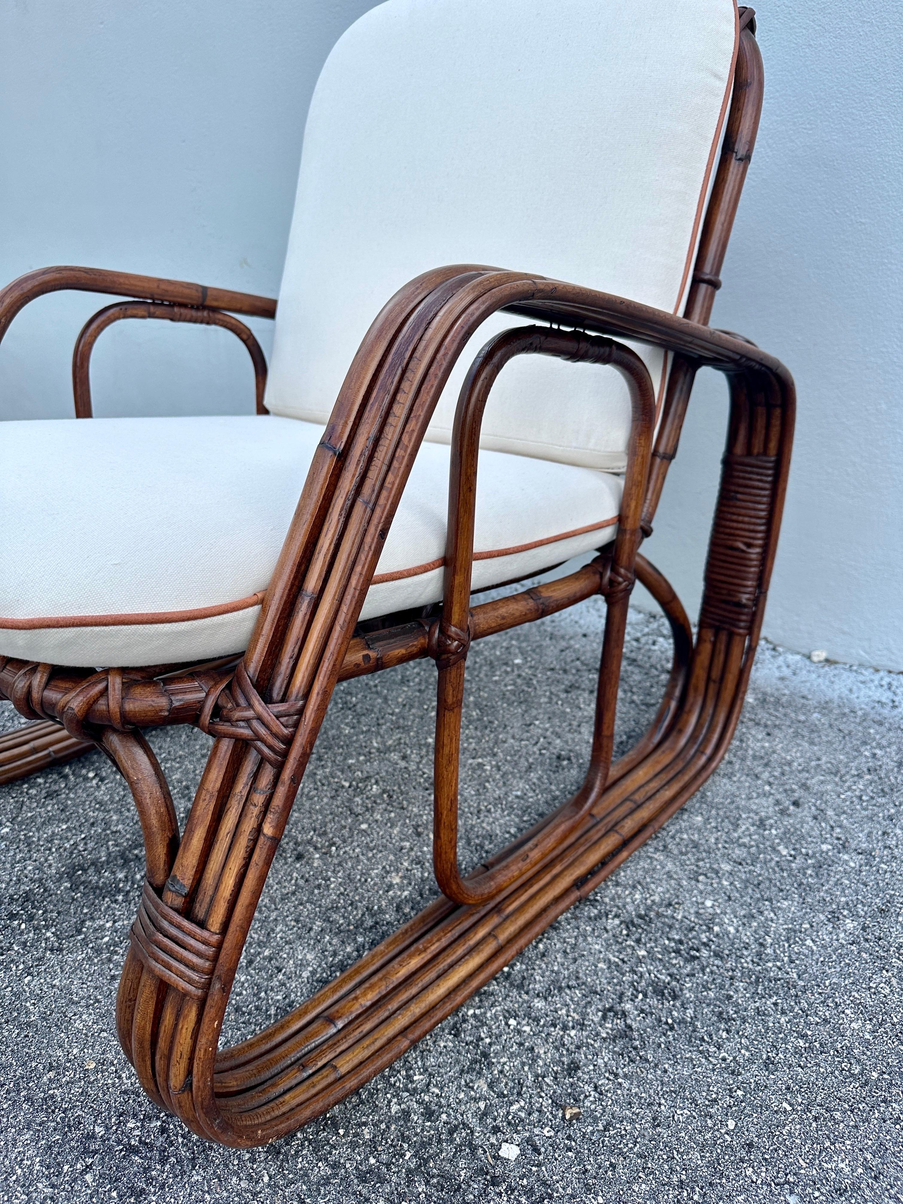 Pair of Vintage Italian Bonacina Bent Bamboo Lounge Chairs For Sale 5