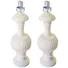 Pair of Vintage Italian Bone Inlay Table Lamps, c. 1980's