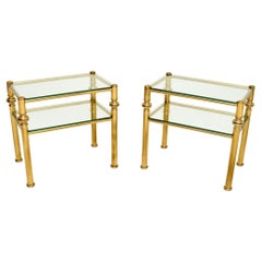 Pair of Vintage Italian Brass and Glass Side Tables