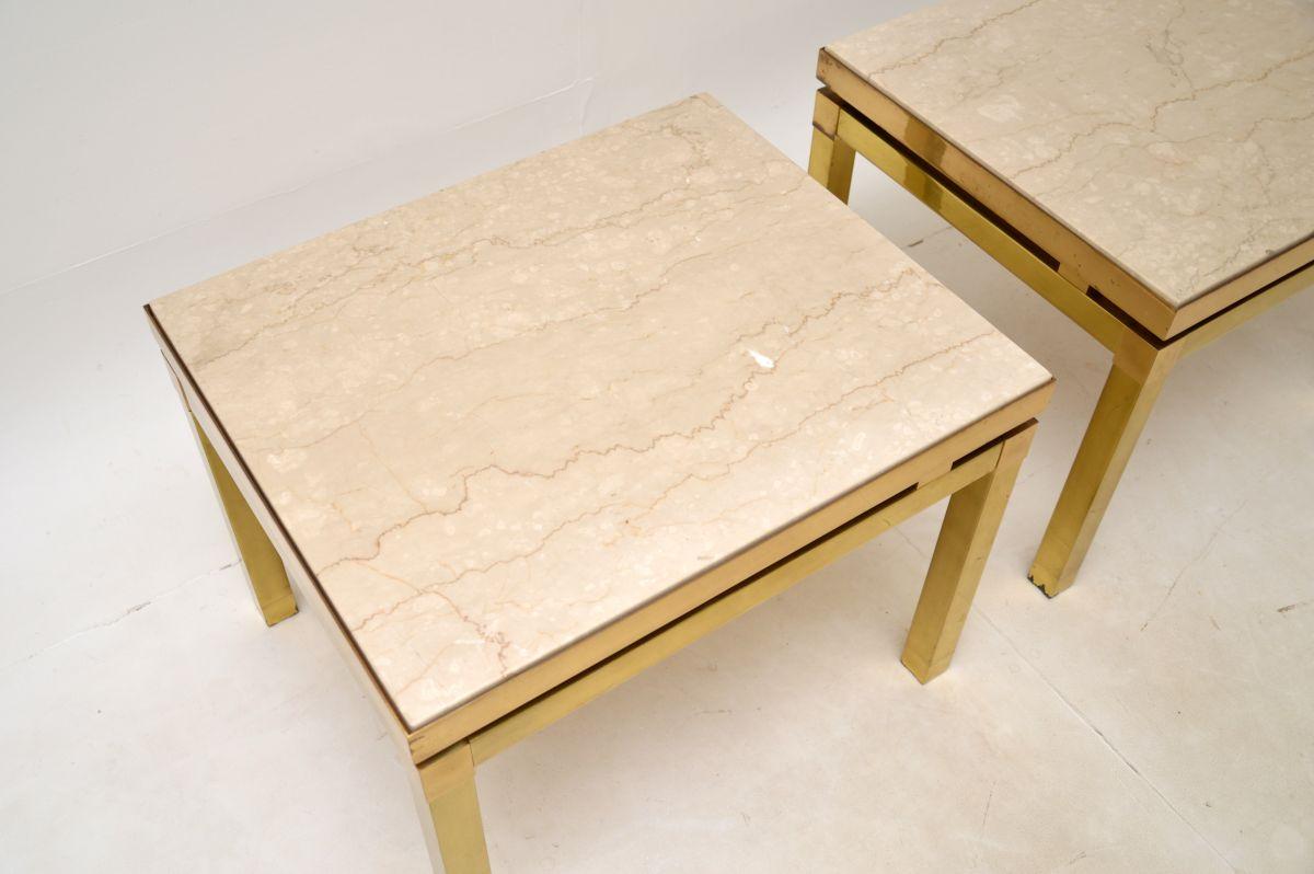 Pair of Vintage Italian Brass and Marble Side Tables In Good Condition For Sale In London, GB