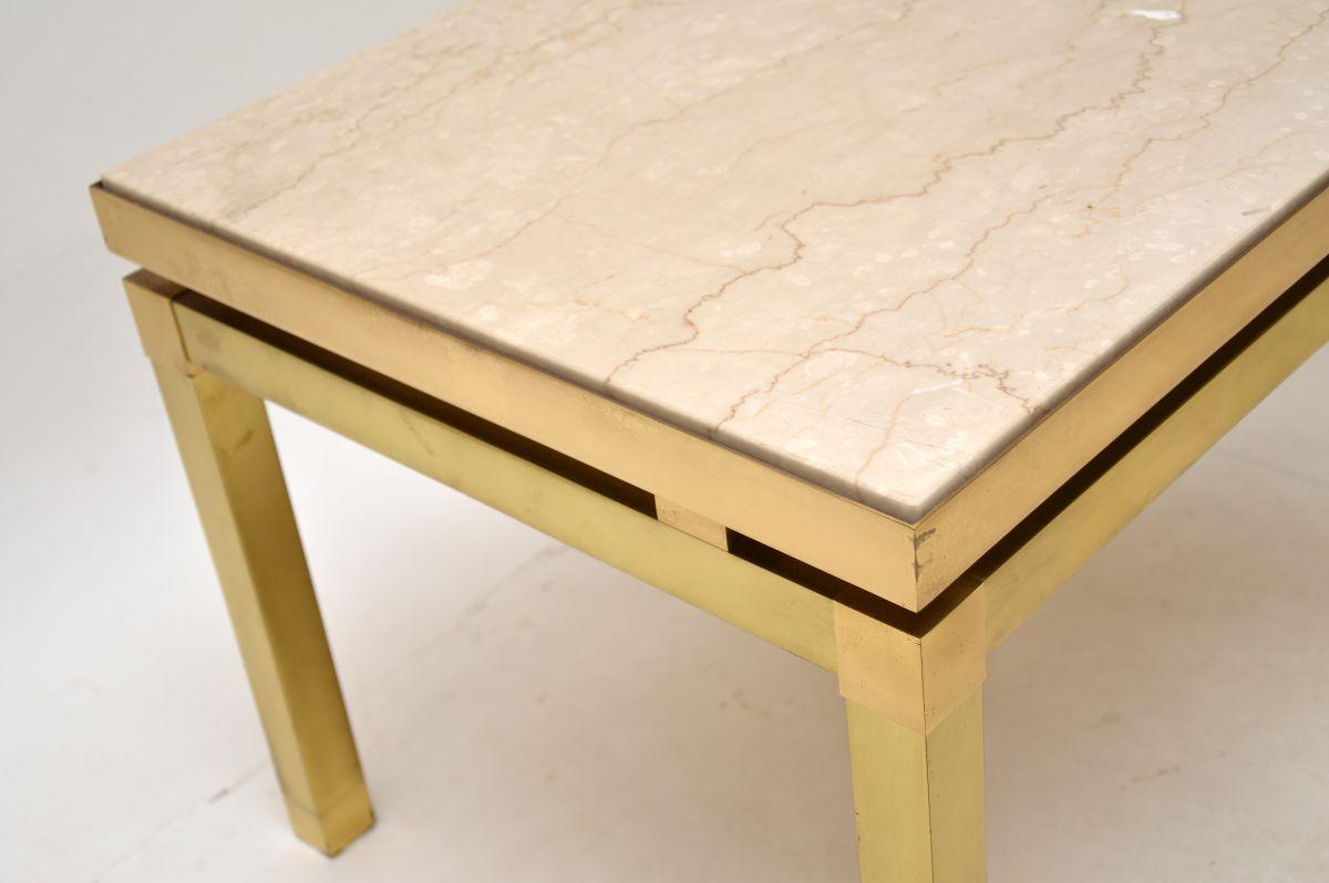 Pair of Vintage Italian Brass and Marble Side Tables For Sale 2