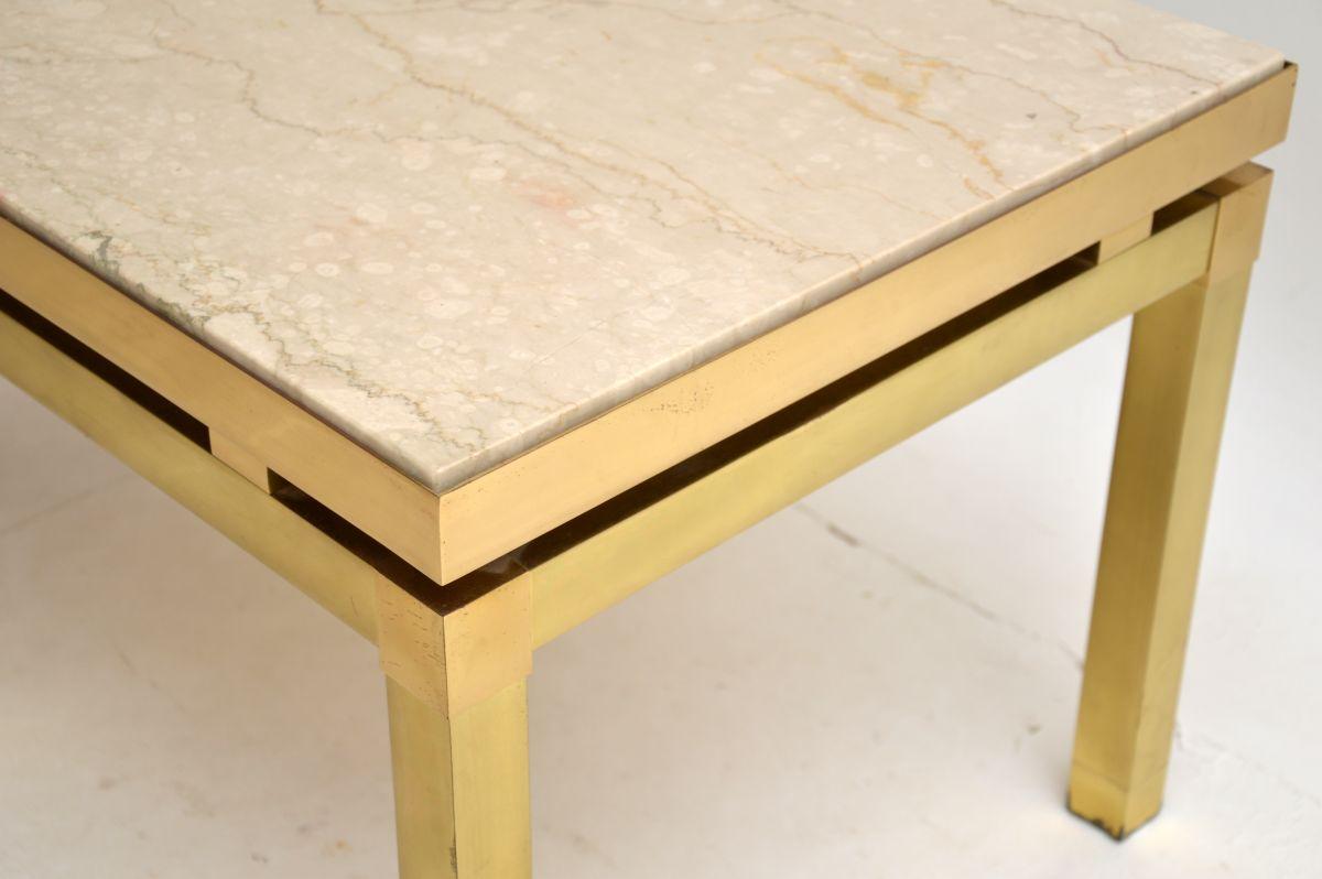 Pair of Vintage Italian Brass and Marble Side Tables For Sale 3