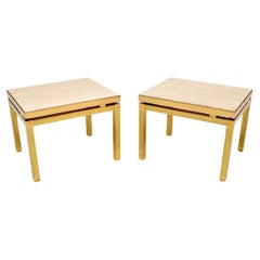 Pair of Vintage Italian Brass and Marble Side Tables