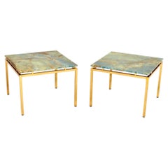 Pair of Vintage Italian Brass and Marble Side Tables