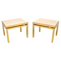 Pair of Vintage Italian Brass and Marble Side Tables