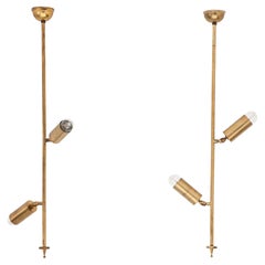 Pair of Vintage Italian Brass Chandeliers with Directional Diffusers, 1950s