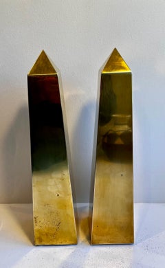 Vintage Italian Brass Obelisks in Mid-Century Modern Style, 1970s