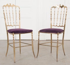 Pair of Vintage Italian Brass Opera Chairs