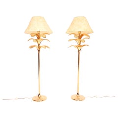 Pair of Vintage Italian Brass Palm Tree Floor Lamps