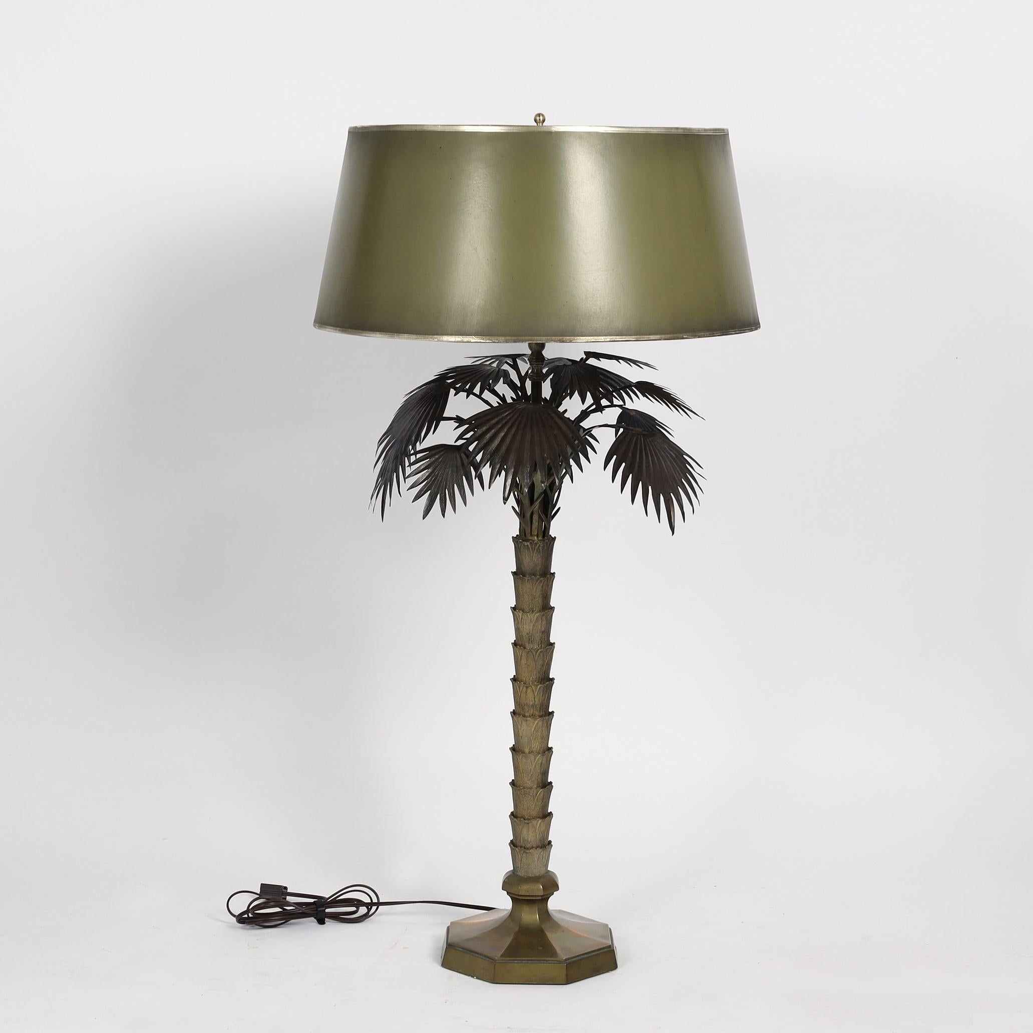 Pareja de lámparas de sobremesa de latón Vintage Italian Palm Tree en venta 3