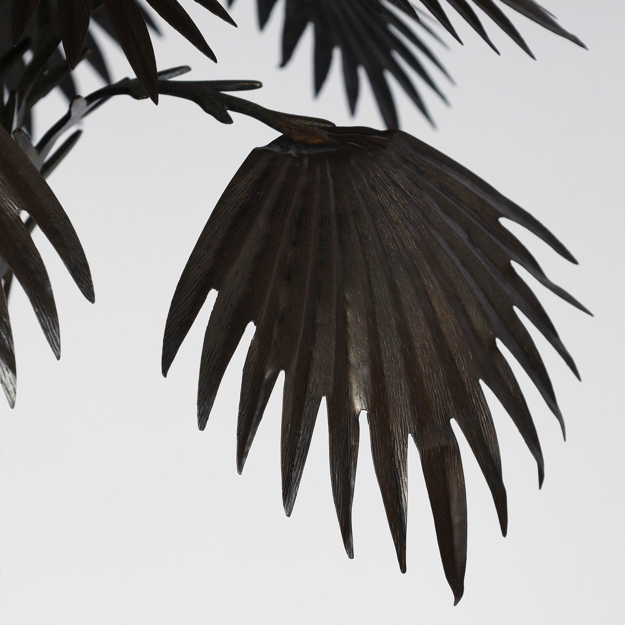 Pareja de lámparas de sobremesa de latón Vintage Italian Palm Tree Moderno de mediados de siglo en venta