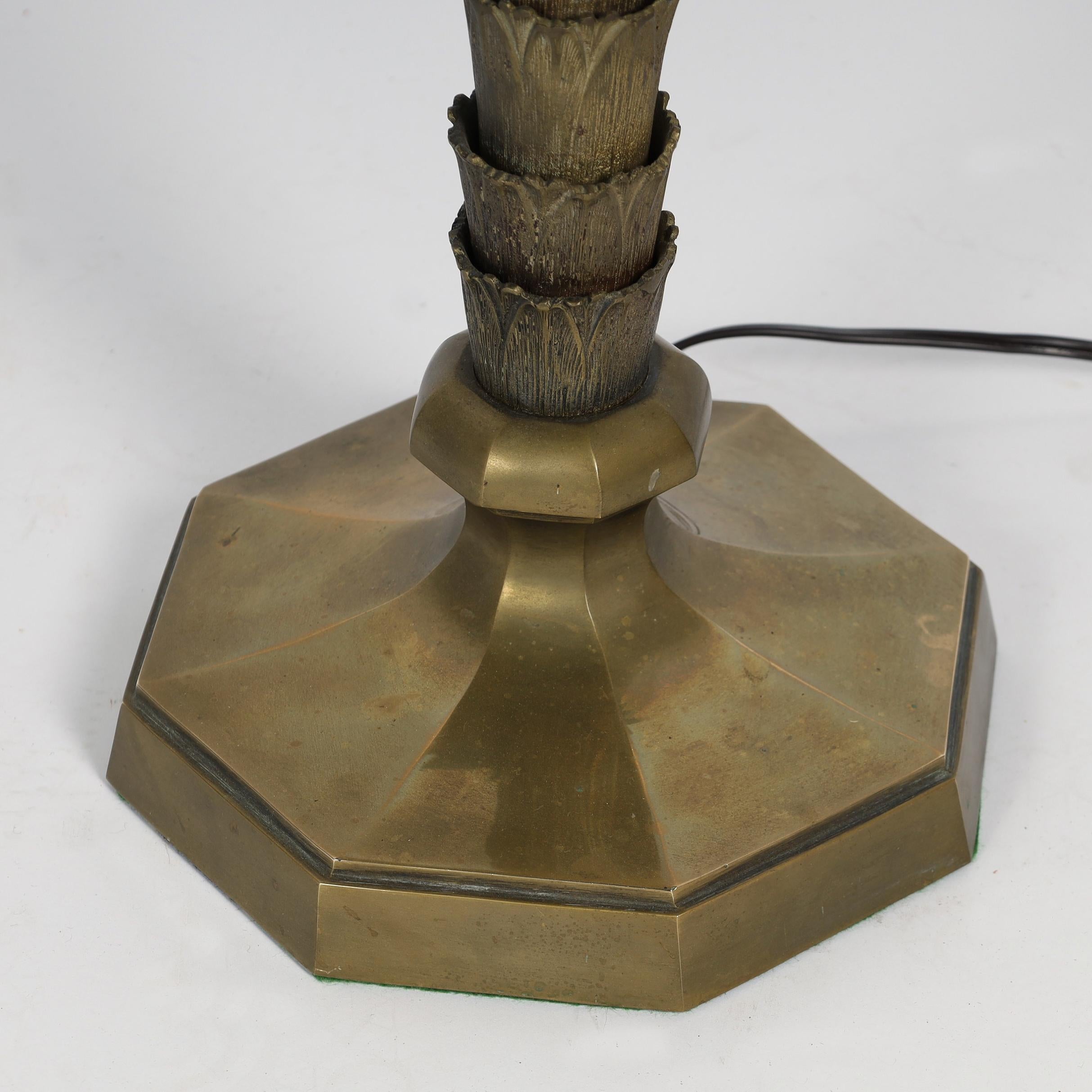 Pareja de lámparas de sobremesa de latón Vintage Italian Palm Tree en venta 1