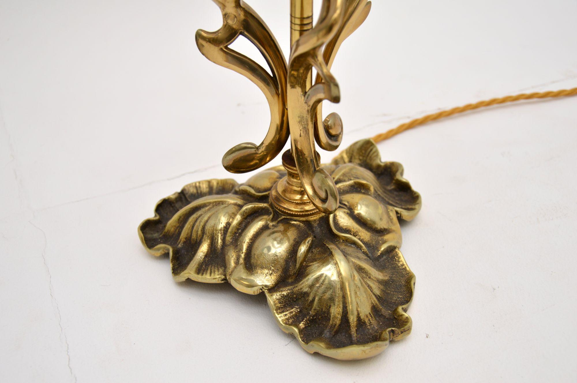 Art Nouveau Pair of Vintage Italian Brass Table Lamps For Sale