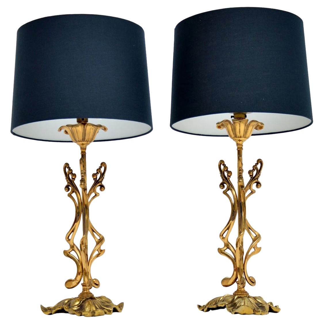 Pair of Vintage Italian Brass Table Lamps