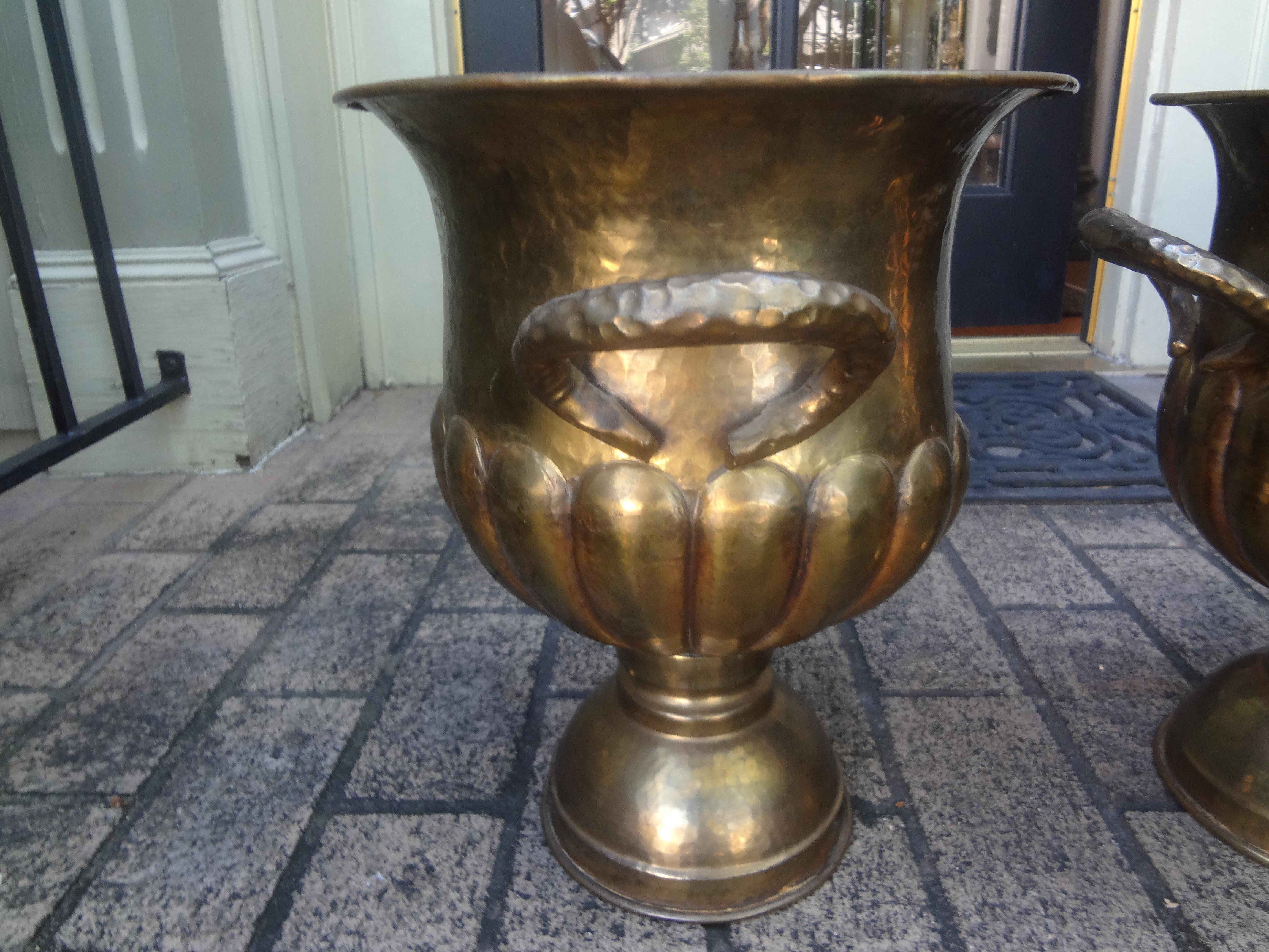 Pair of Vintage Italian Brass Wine or Champagne Coolers In Good Condition For Sale In Houston, TX