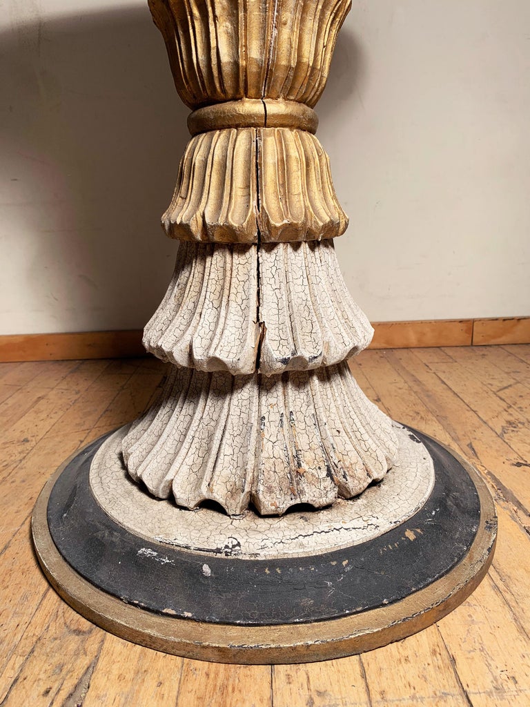 Pair of Vintage Italian Carved Wood Pedestal Table Bases For Sale at