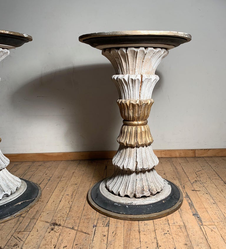 Pair of Vintage Italian Carved Wood Pedestal Table Bases For Sale at 1stDibs carved wooden