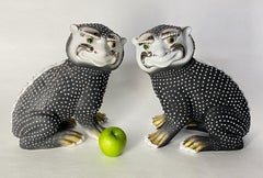 Paire de chiens Foo vintage en céramique italienne, lions gardiens, signés Mangani, CIRCA les années 1970