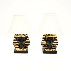 Pair of Vintage Italian Ceramic Pharaoh Table Lamps