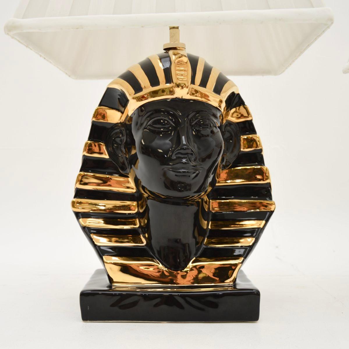 Paire de lampes de table italiennes vintage en céramique Pharaon en vente 2