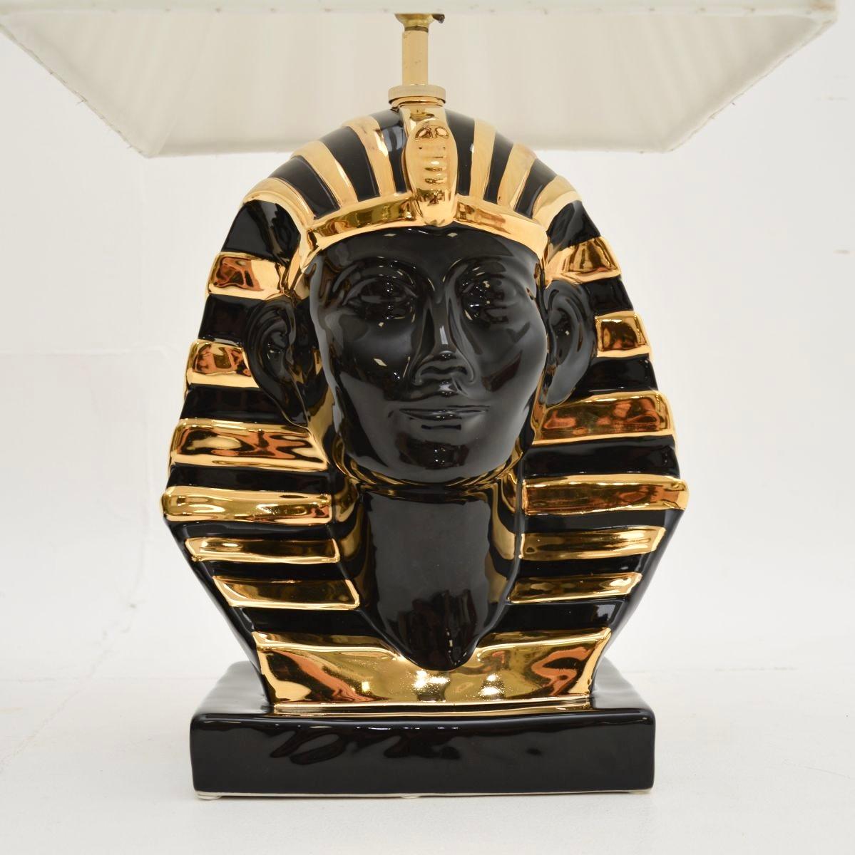 Paire de lampes de table italiennes vintage en céramique Pharaon en vente 3