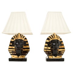 Pair of Vintage Italian Ceramic Pharaoh Table Lamps