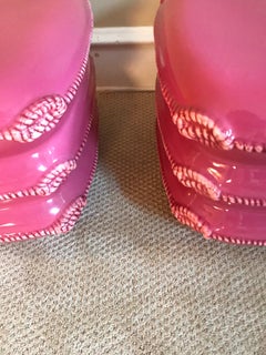 Pair of Vintage Italian Ceramic Pillow Stack Stools or Tables by Marioni