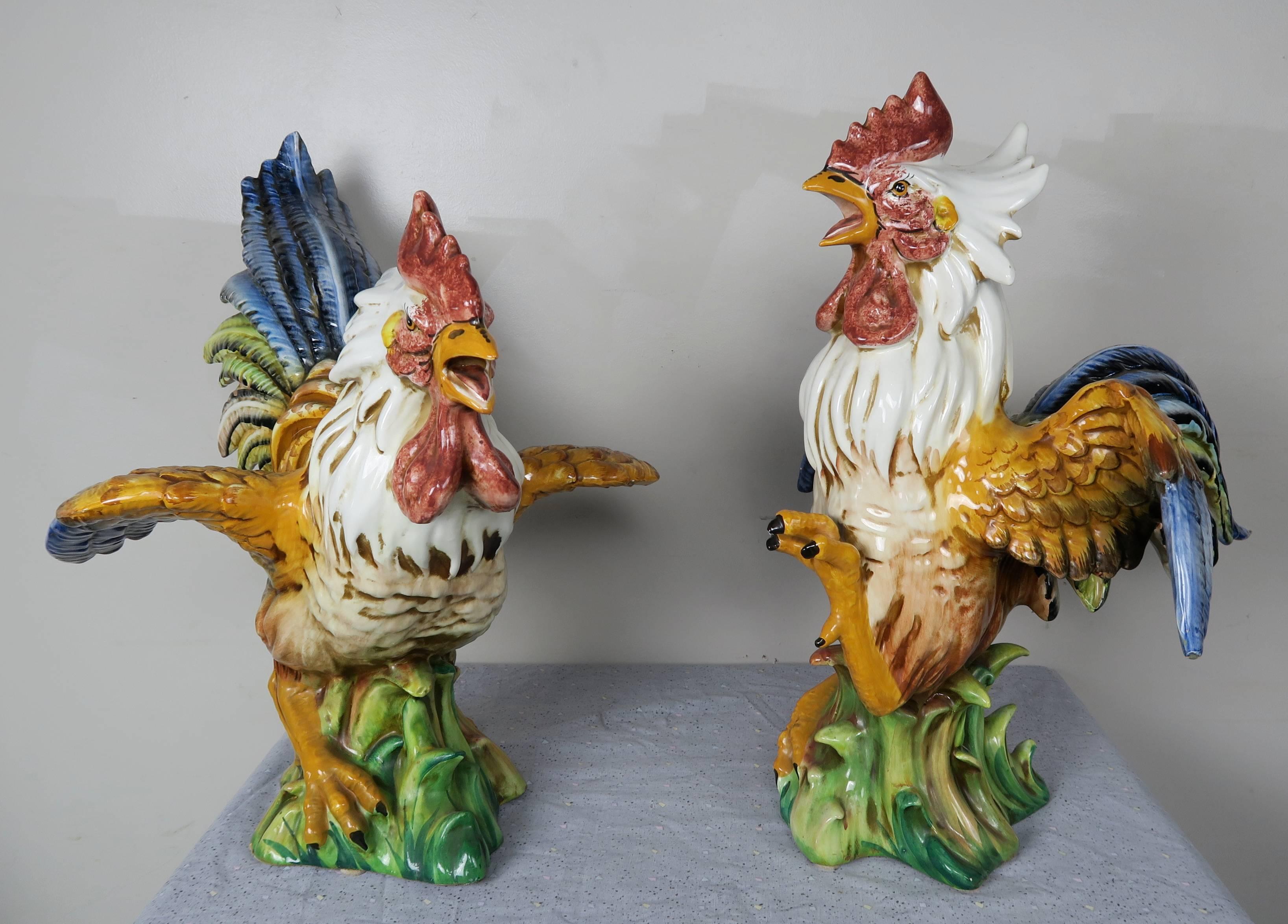 vintage rooster figurines