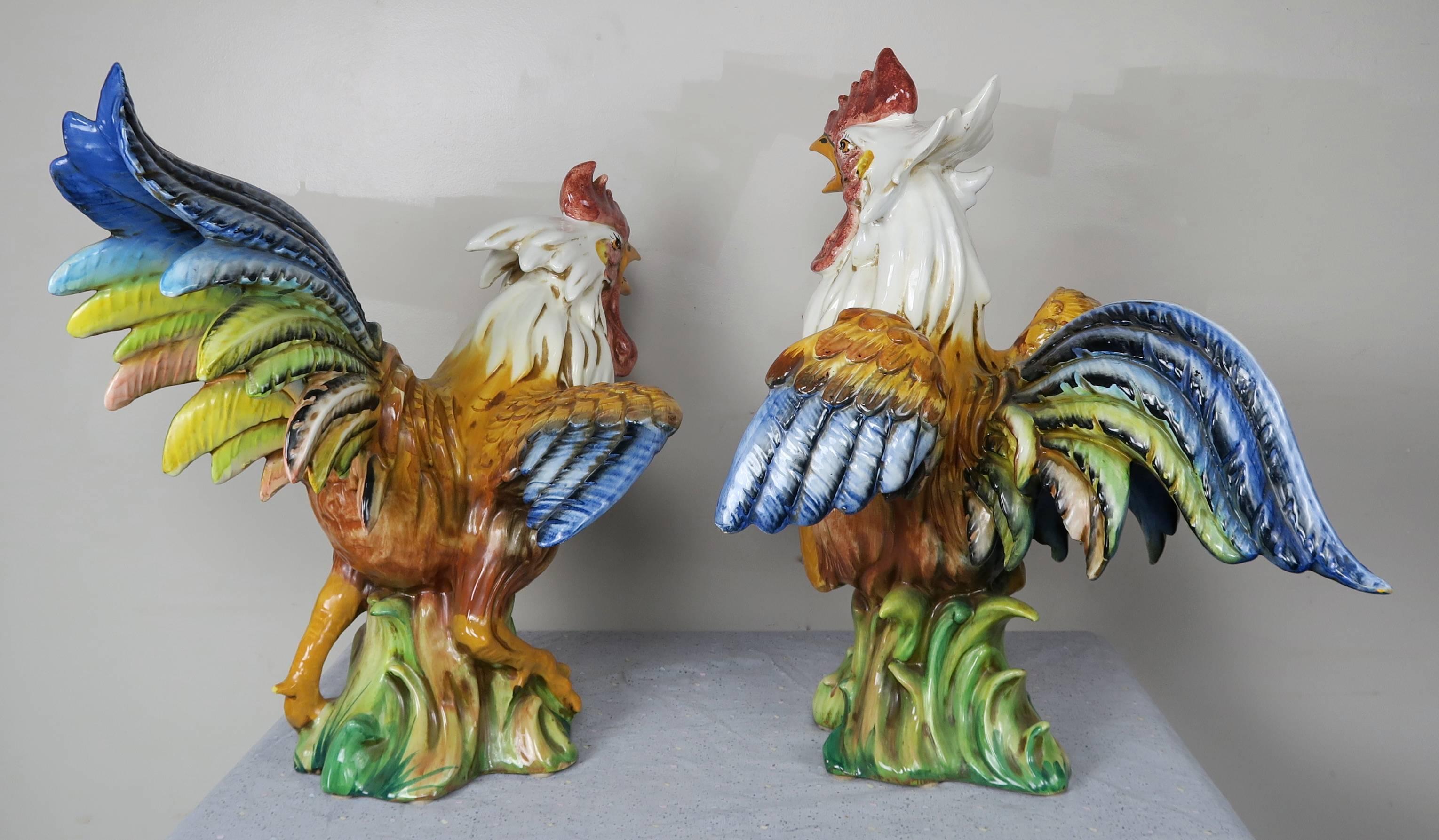 antique rooster figurines