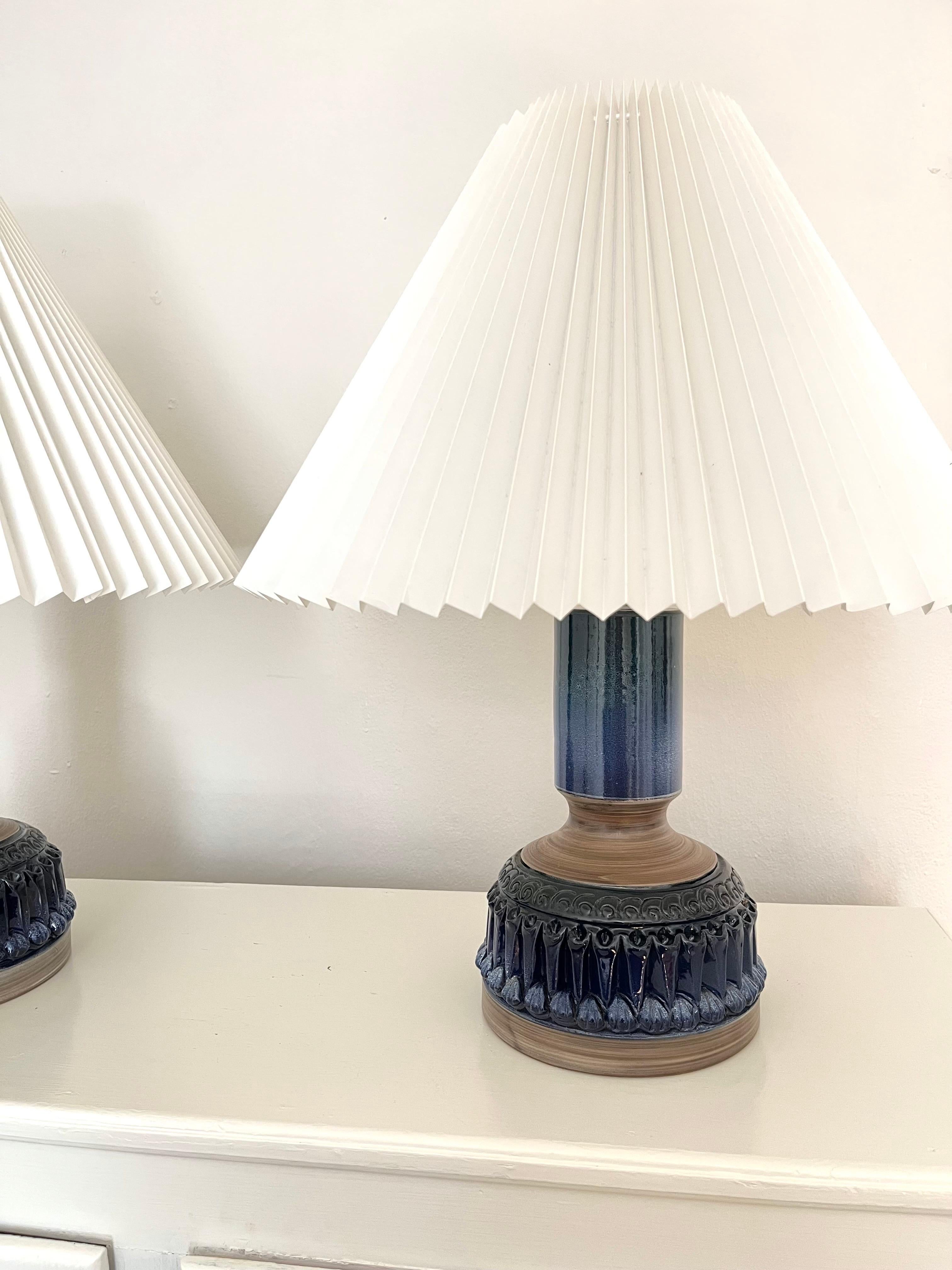 Glazed Pair of Vintage Italian Ceramic Table Lamps, 1960s For Sale